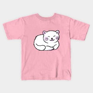 sleepy white cat Kids T-Shirt